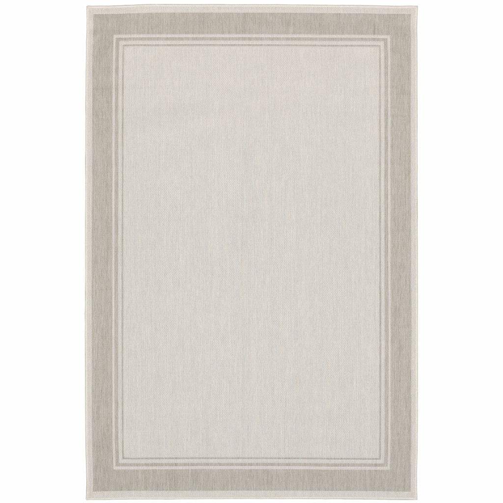 8' X 10' Gray and Ivory Indoor Outdoor Area Rug - Homeroots - Flyclothing LLC
