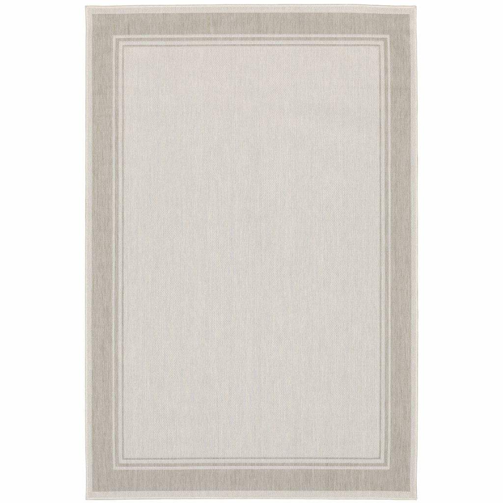 8' X 10' Gray and Ivory Indoor Outdoor Area Rug - Homeroots - Flyclothing LLC