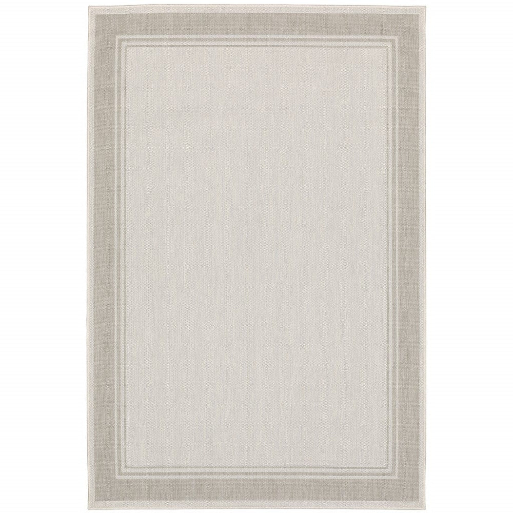 8' X 10' Gray and Ivory Indoor Outdoor Area Rug - Homeroots