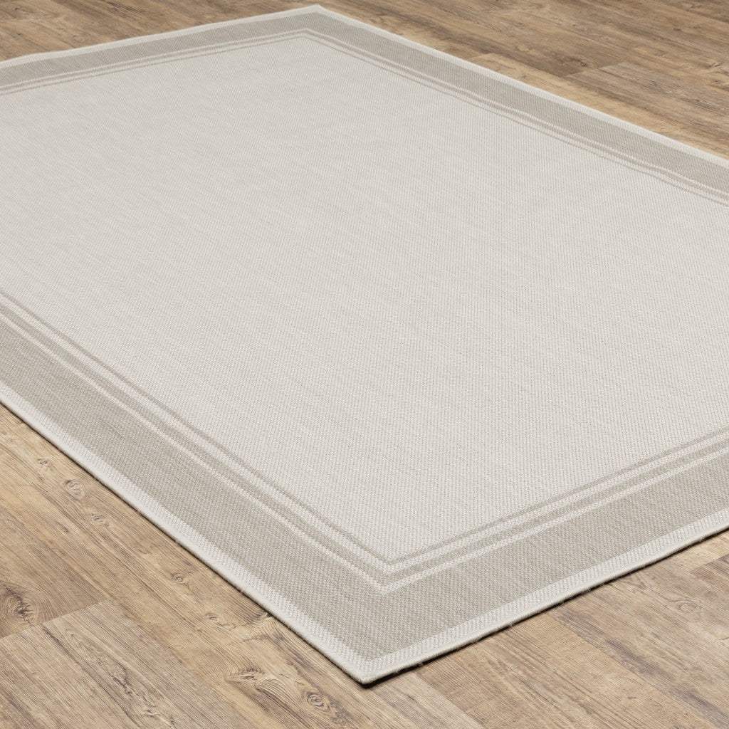 8' X 10' Gray and Ivory Indoor Outdoor Area Rug - Homeroots - Flyclothing LLC