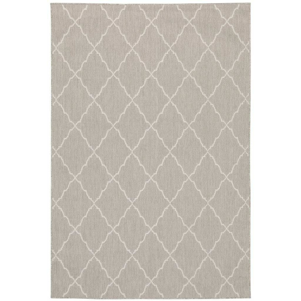 7' X 9' Gray and Ivory Indoor Outdoor Area Rug - Homeroots - Flyclothing LLC