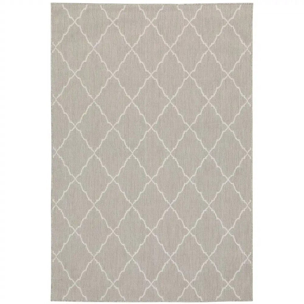 7' X 9' Gray and Ivory Indoor Outdoor Area Rug - Homeroots