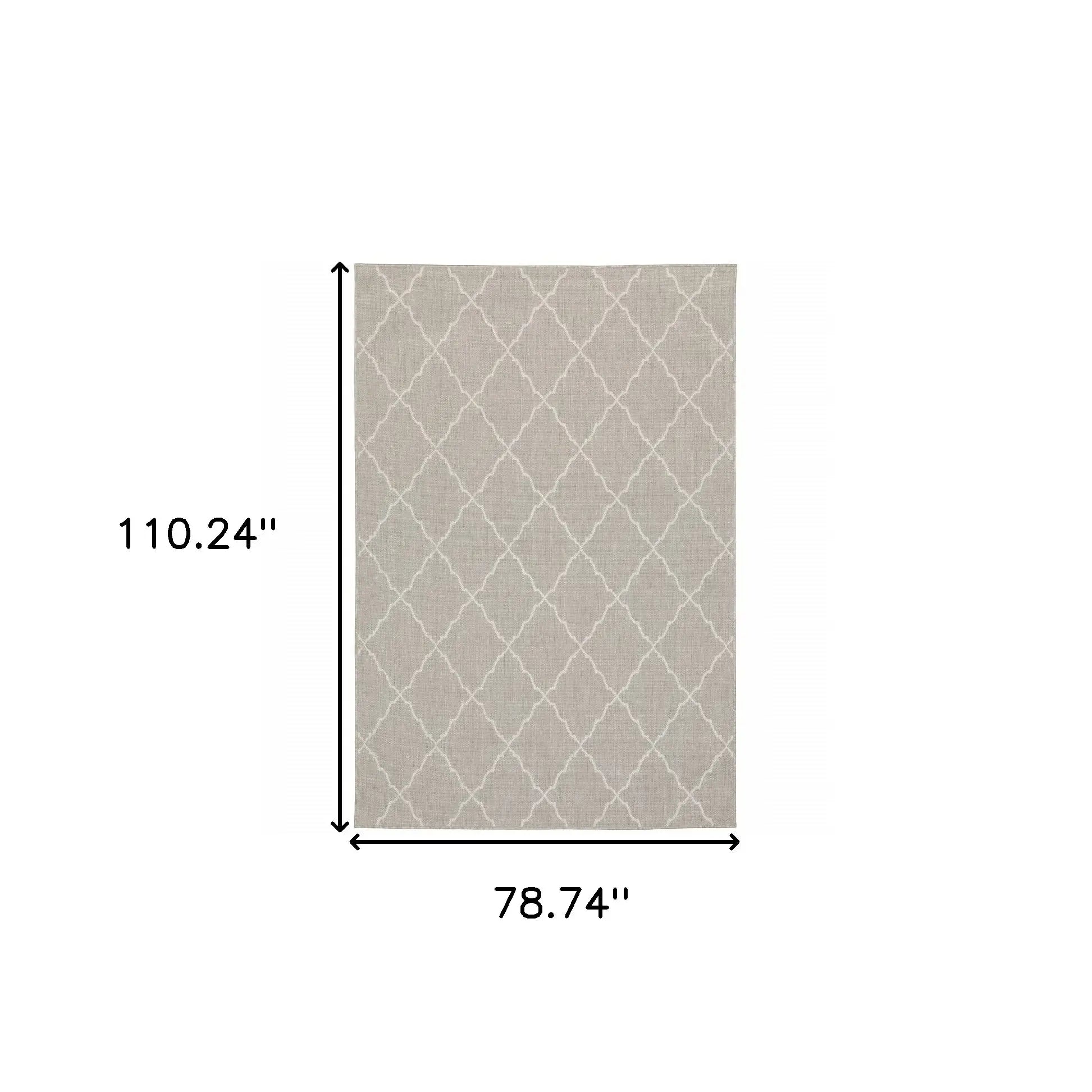 7' X 9' Gray and Ivory Indoor Outdoor Area Rug - Homeroots - Flyclothing LLC