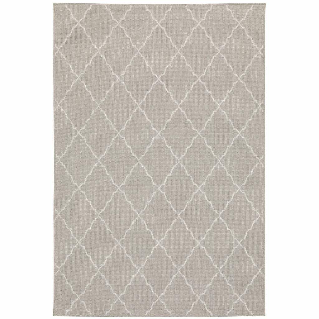 10' X 13' Gray and Ivory Indoor Outdoor Area Rug - Homeroots - Flyclothing LLC