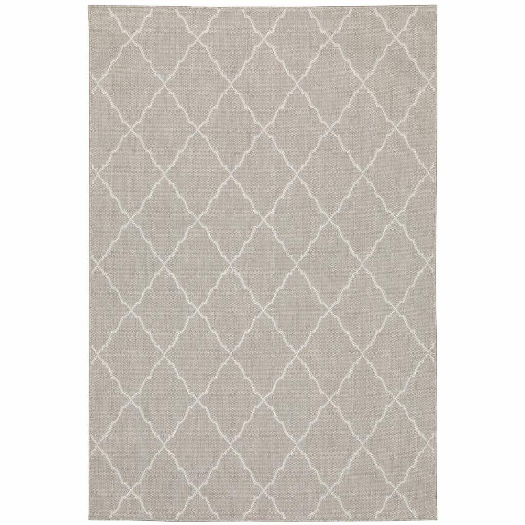 10' X 13' Gray and Ivory Indoor Outdoor Area Rug - Homeroots - Flyclothing LLC