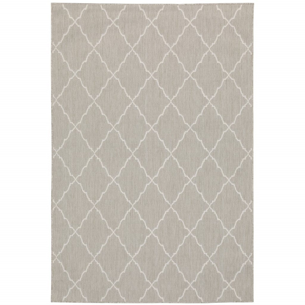 10' X 13' Gray and Ivory Indoor Outdoor Area Rug - Homeroots