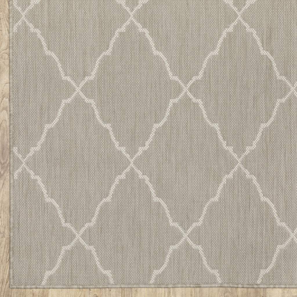10' X 13' Gray and Ivory Indoor Outdoor Area Rug - Homeroots - Flyclothing LLC