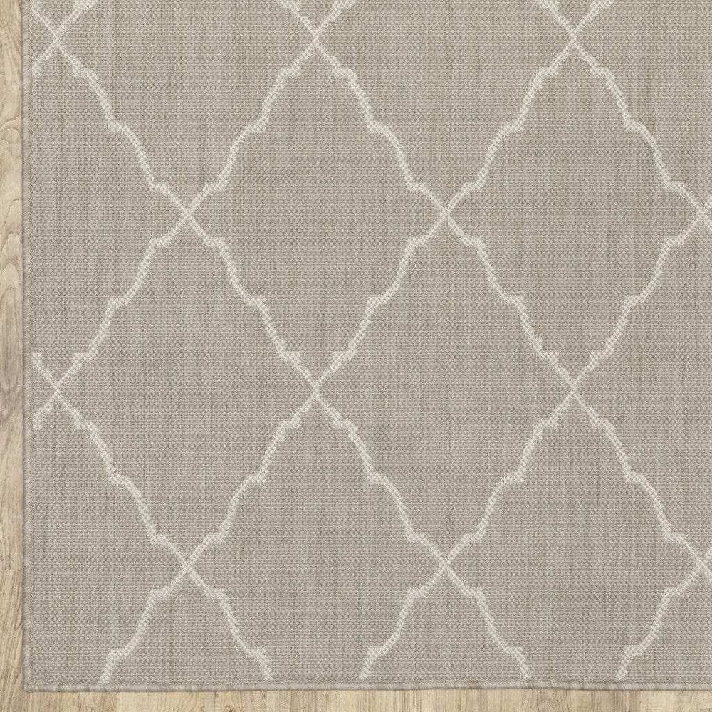 10' X 13' Gray and Ivory Indoor Outdoor Area Rug - Homeroots - Flyclothing LLC