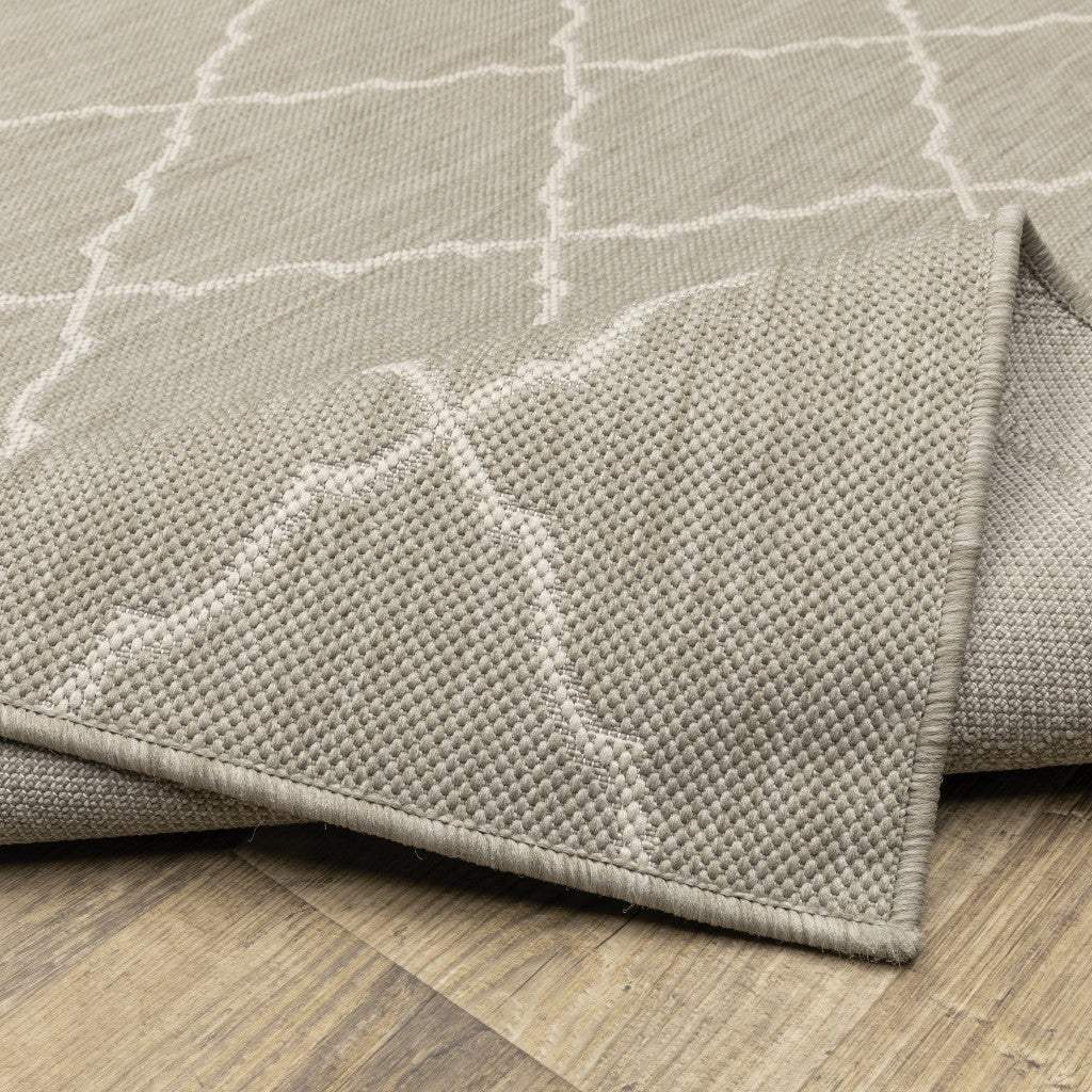 10' X 13' Gray and Ivory Indoor Outdoor Area Rug - Homeroots - Flyclothing LLC