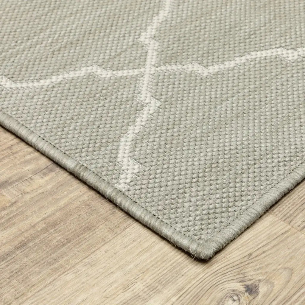 10' X 13' Gray and Ivory Indoor Outdoor Area Rug - Homeroots - Flyclothing LLC