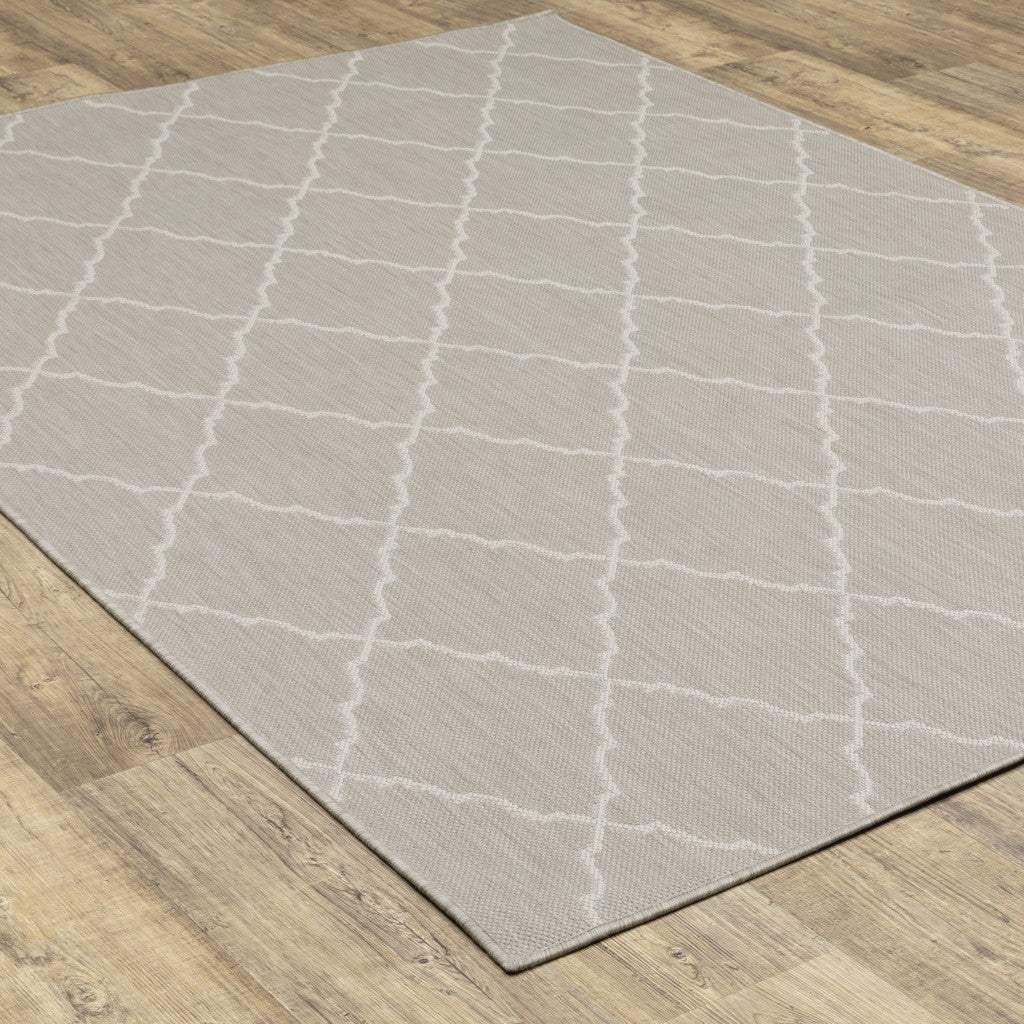10' X 13' Gray and Ivory Indoor Outdoor Area Rug - Homeroots - Flyclothing LLC