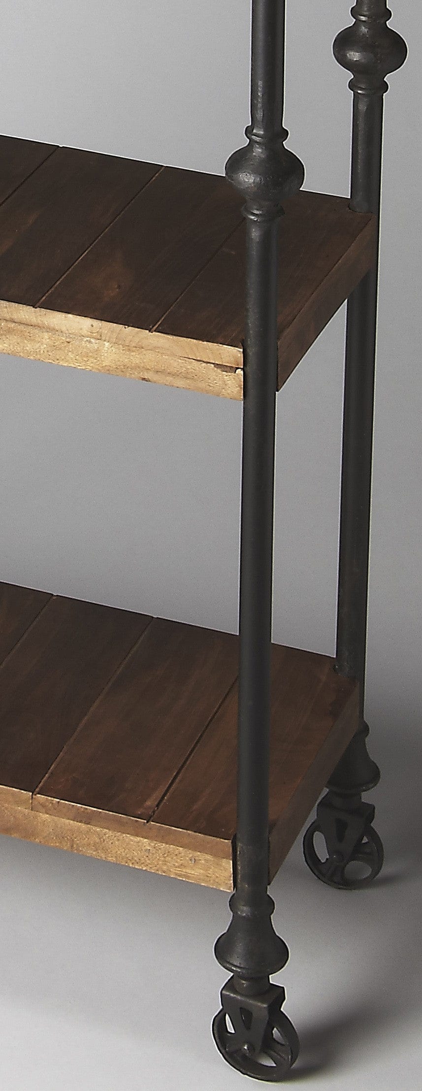 62" Wood Brown Iron Three Tier Standard Bookcase - Homeroots