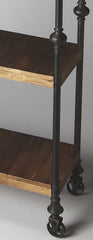 62" Wood Brown Iron Three Tier Standard Bookcase - Homeroots