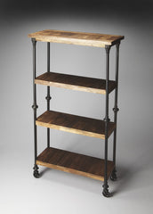 62" Wood Brown Iron Three Tier Standard Bookcase - Homeroots