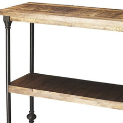 62" Wood Brown Iron Three Tier Standard Bookcase - Homeroots