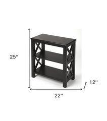 25" Black Two Tier Standard Bookcase