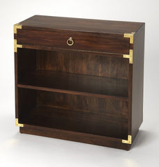 28" Dark Brown Two Tier Standard Bookcase With One Drawer