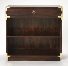 28" Dark Brown Two Tier Standard Bookcase With One Drawer