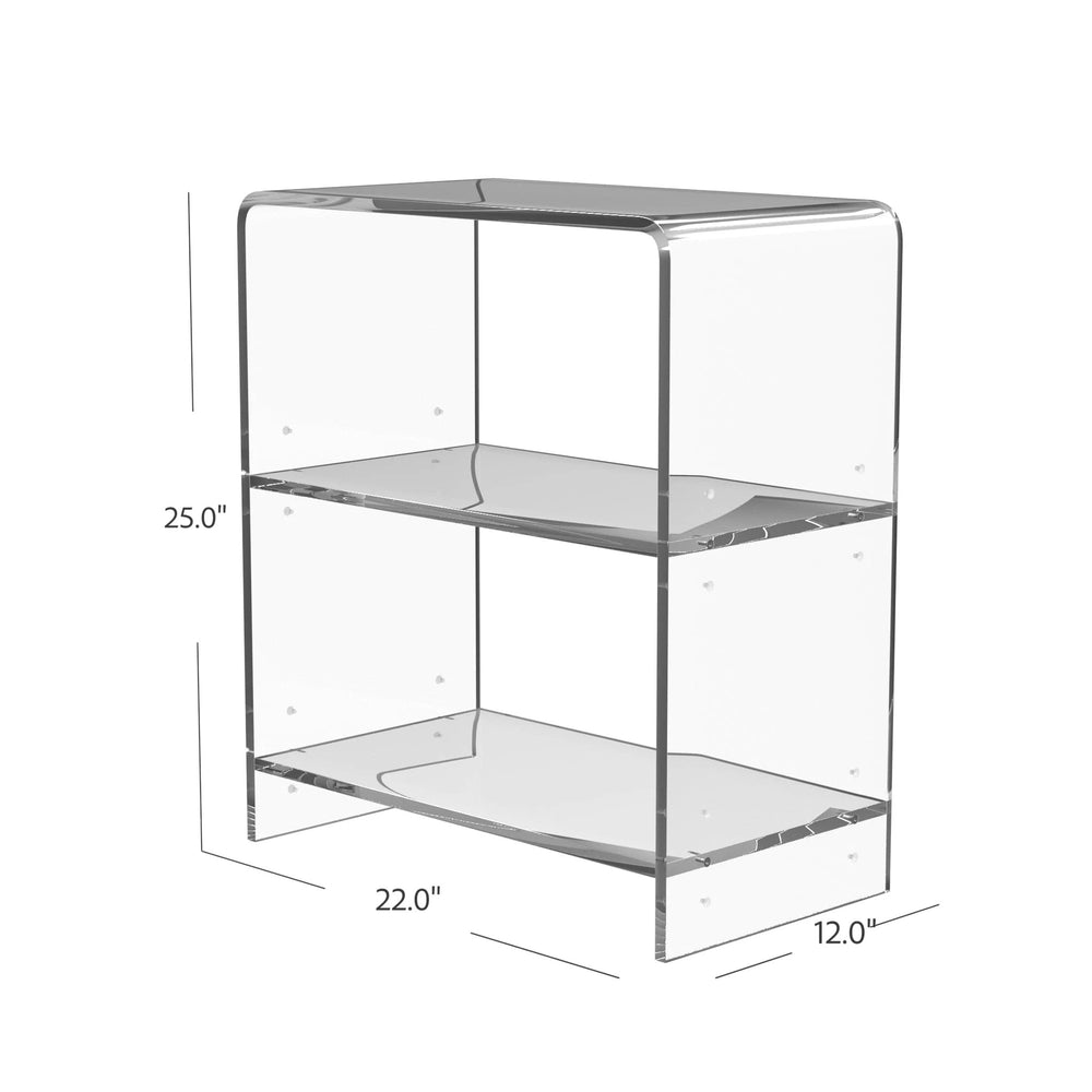 25" Clear Plastic Two Tier Bookcase - Homeroots - Flyclothing LLC