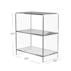 25" Clear Plastic Two Tier Bookcase