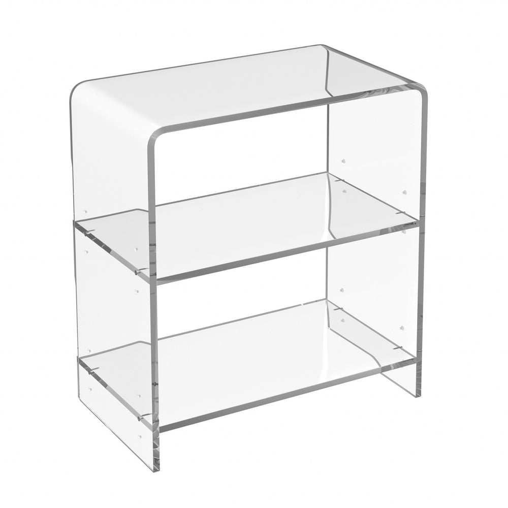 25" Clear Plastic Two Tier Bookcase - Homeroots - Flyclothing LLC