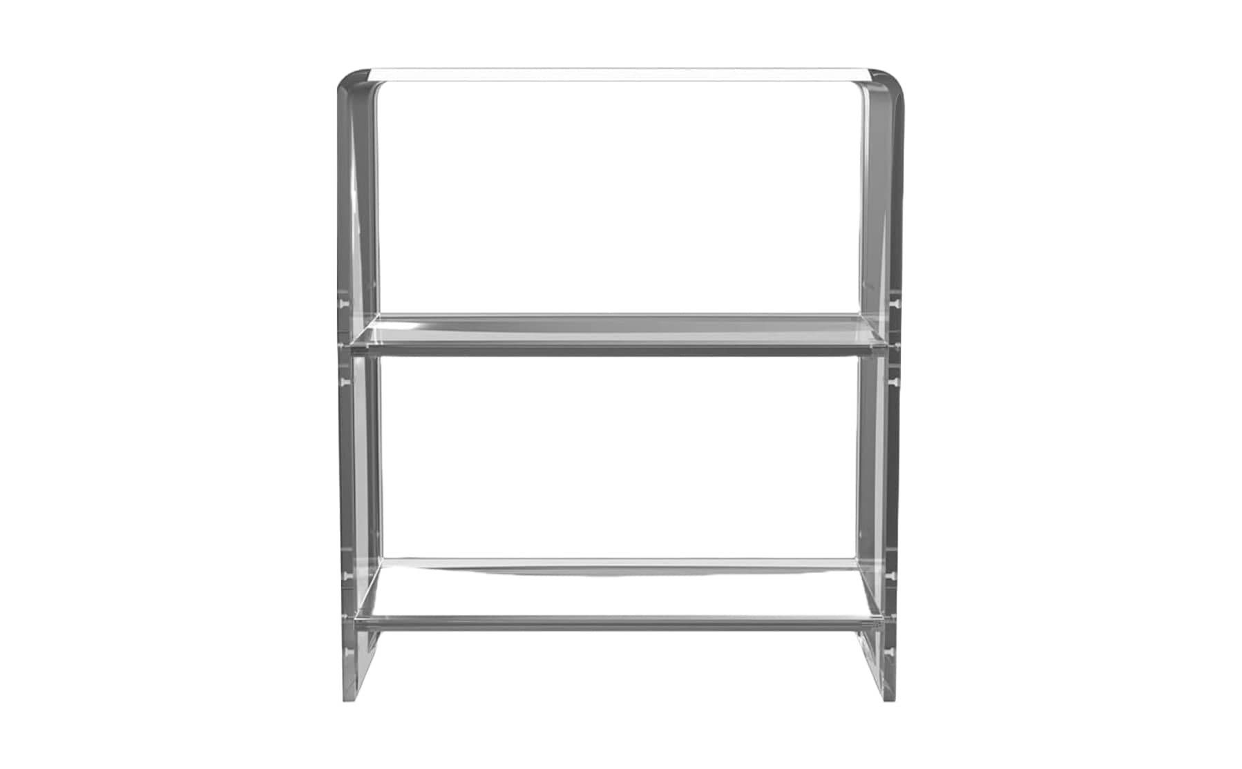 25" Clear Plastic Two Tier Bookcase - Homeroots