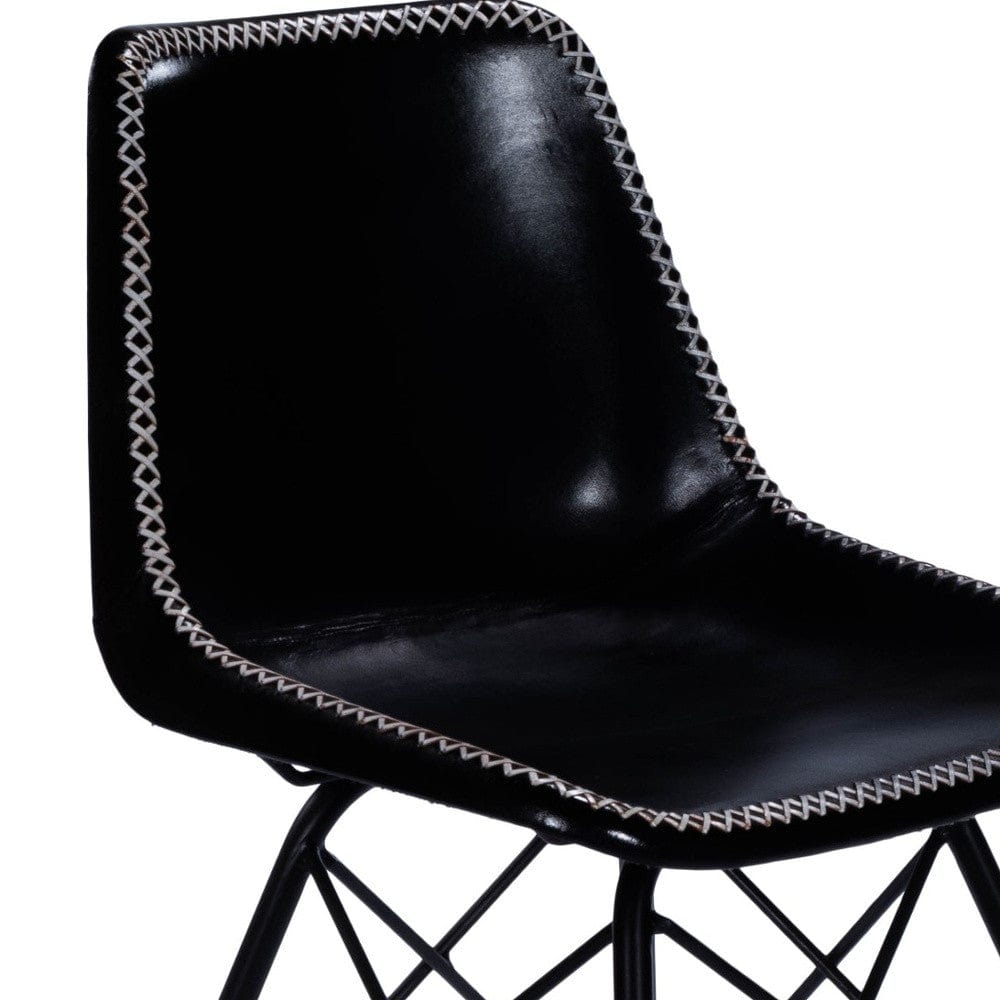 18" Black Faux Leather Side Chair - Homeroots - Flyclothing LLC