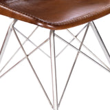 19" Brown And Silver Faux Leather Side Chair - Homeroots - Flyclothing LLC