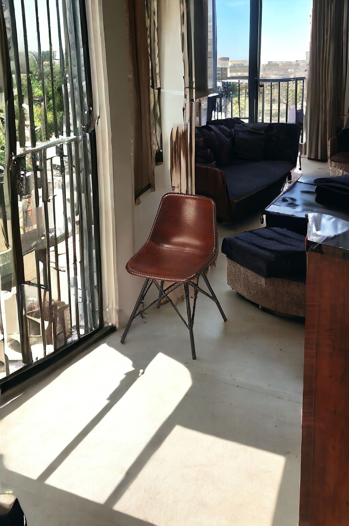 21" Brown And Black Faux Leather Side Chair - Homeroots - Flyclothing LLC