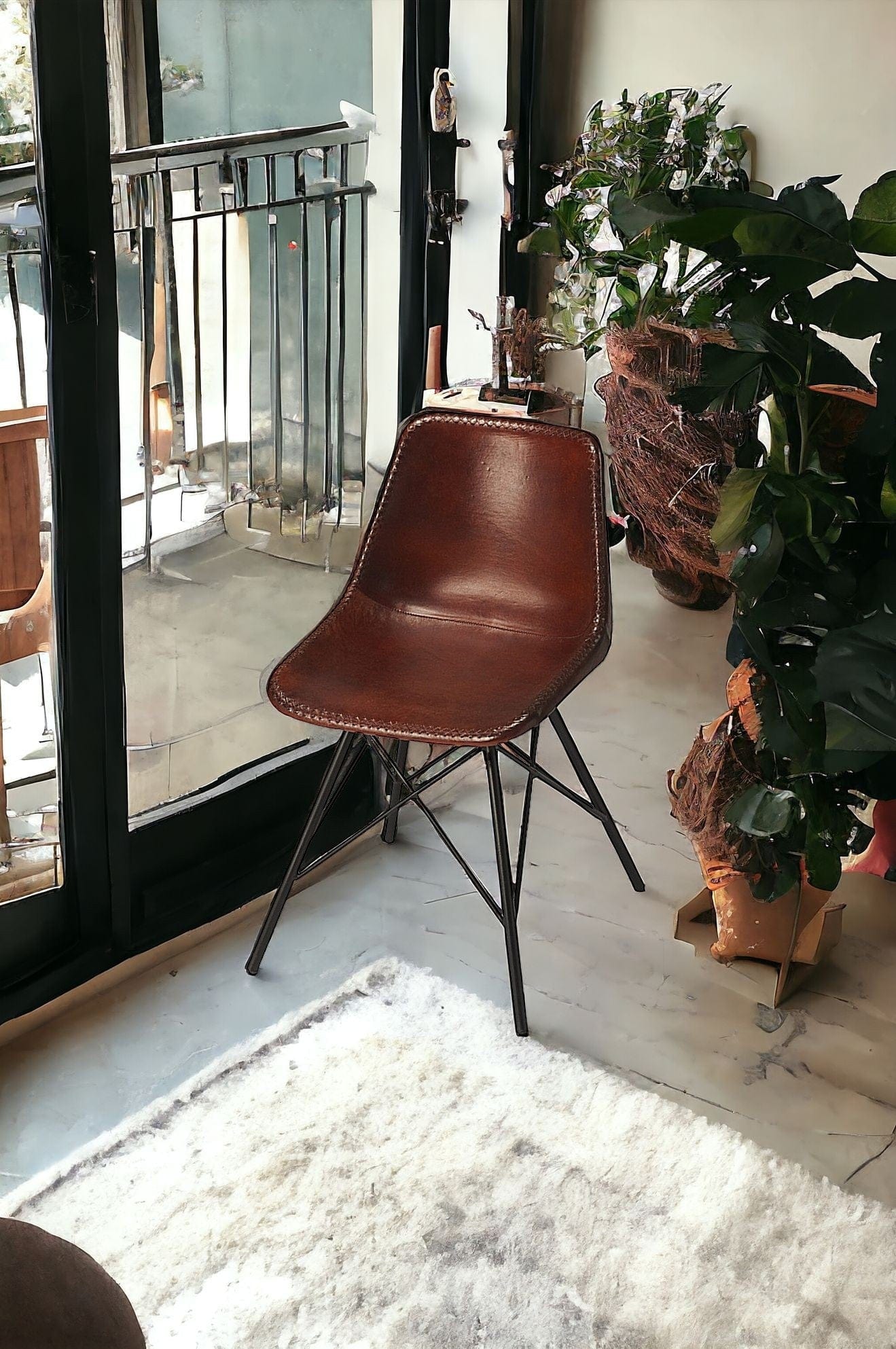 21" Brown And Black Faux Leather Side Chair - Homeroots - Flyclothing LLC