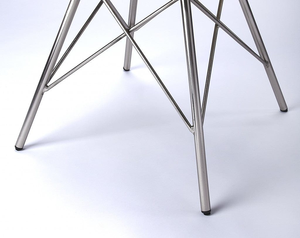 18" White And Silver Faux Leather Side Chair - Homeroots