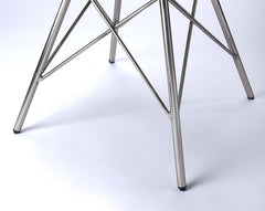 18" White And Silver Faux Leather Side Chair - Homeroots