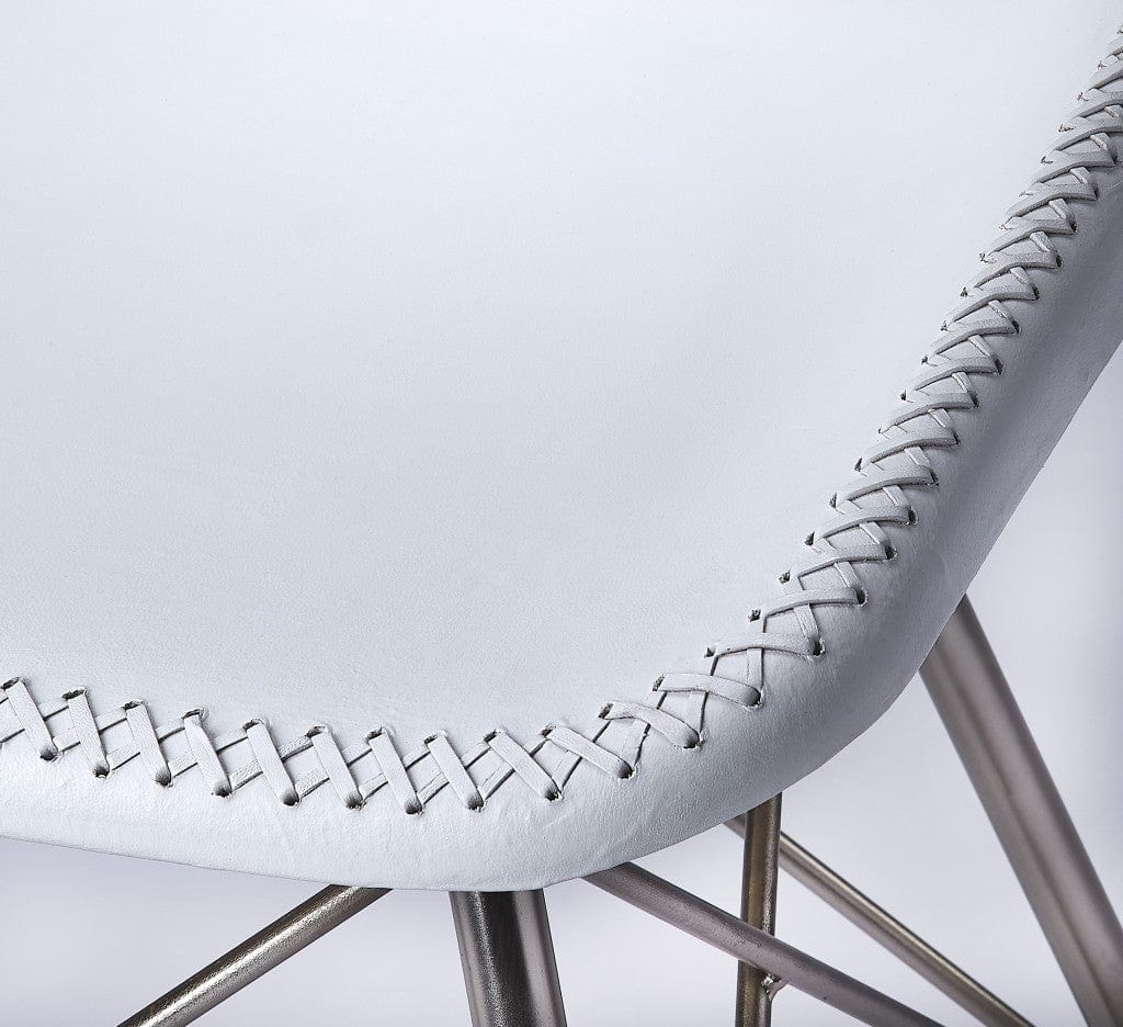 18" White And Silver Faux Leather Side Chair - Homeroots