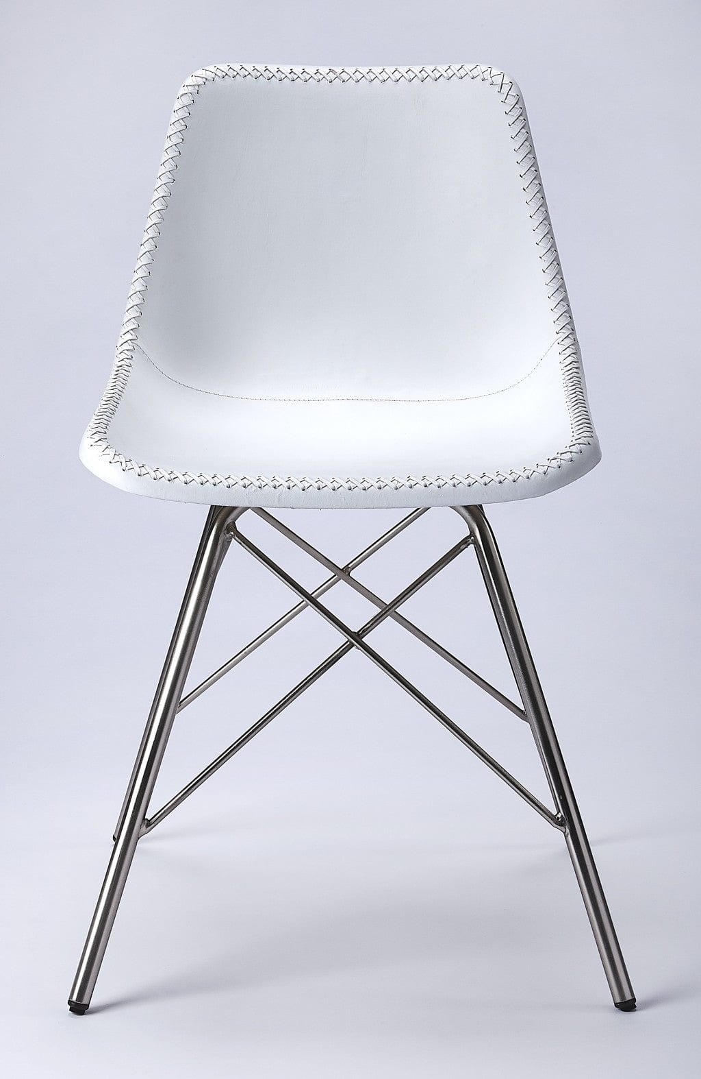 18" White And Silver Faux Leather Side Chair - Homeroots