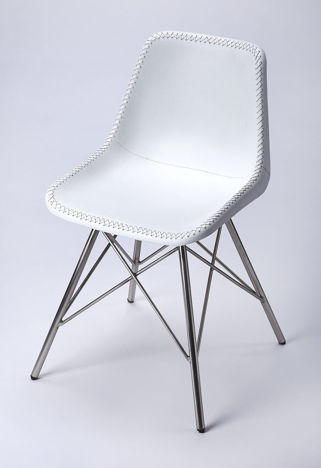 18" White And Silver Faux Leather Side Chair - Homeroots