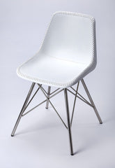 18" White And Silver Faux Leather Side Chair - Homeroots
