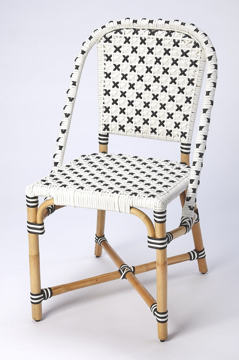 White And Brown Faux Rattan Dining Chair - Homeroots