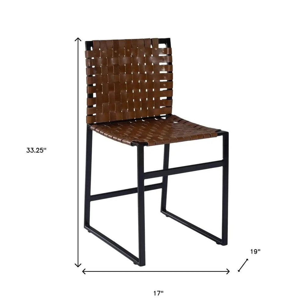 17" Brown And Black Faux Leather Side Chair - Homeroots - Flyclothing LLC