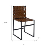 17" Brown And Black Faux Leather Side Chair - Homeroots - Flyclothing LLC