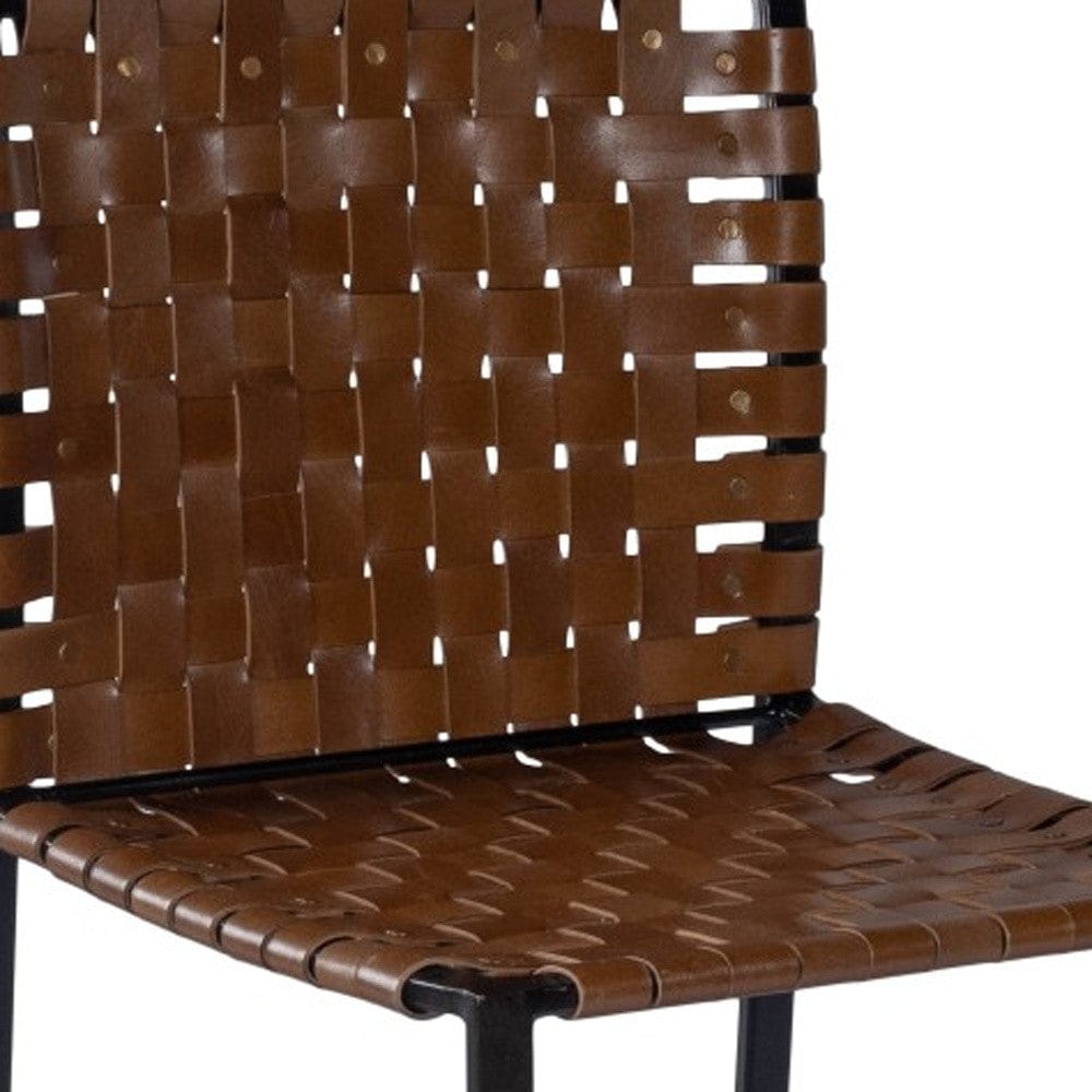17" Brown And Black Faux Leather Side Chair - Homeroots - Flyclothing LLC