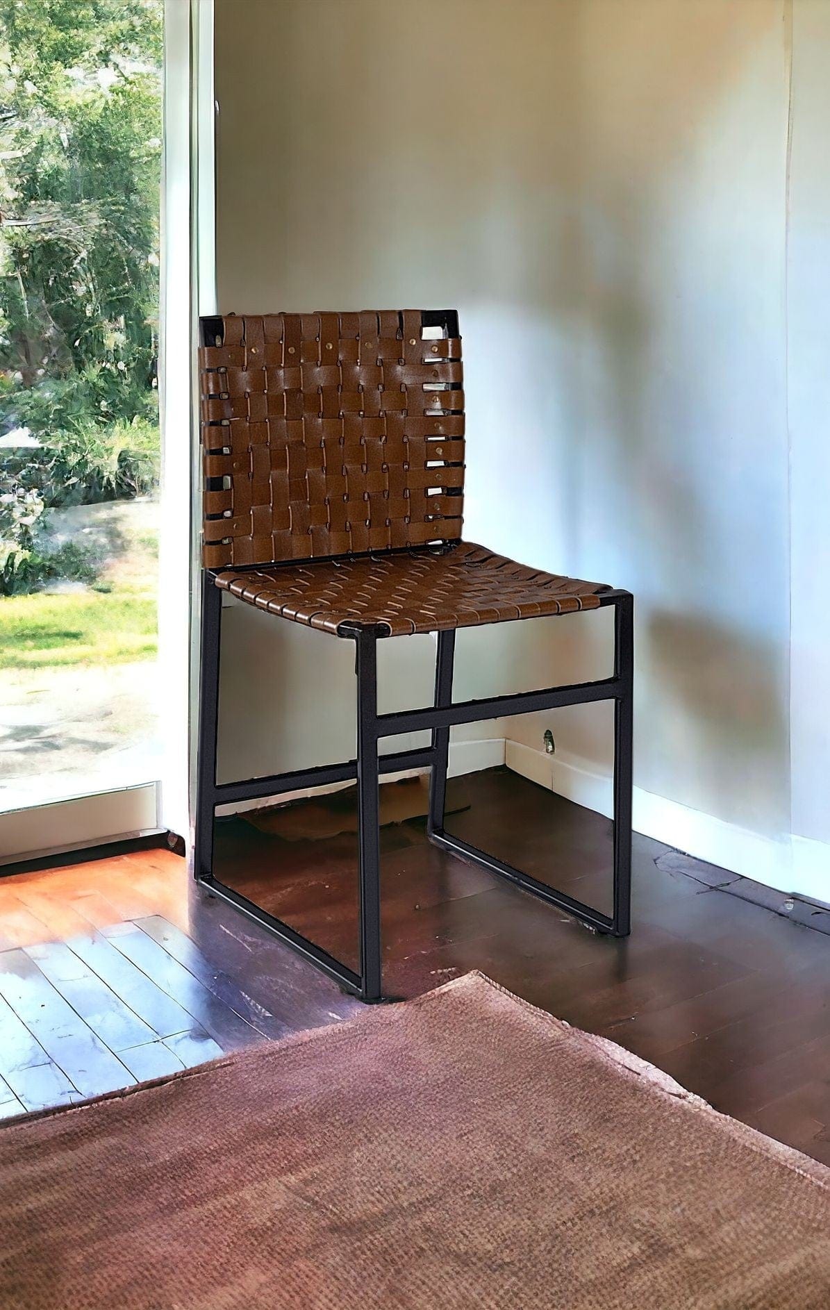17" Brown And Black Faux Leather Side Chair - Homeroots - Flyclothing LLC