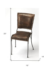 16" Brown Faux Leather Side Chair - Homeroots
