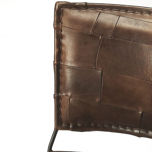 16" Brown Faux Leather Side Chair - Homeroots