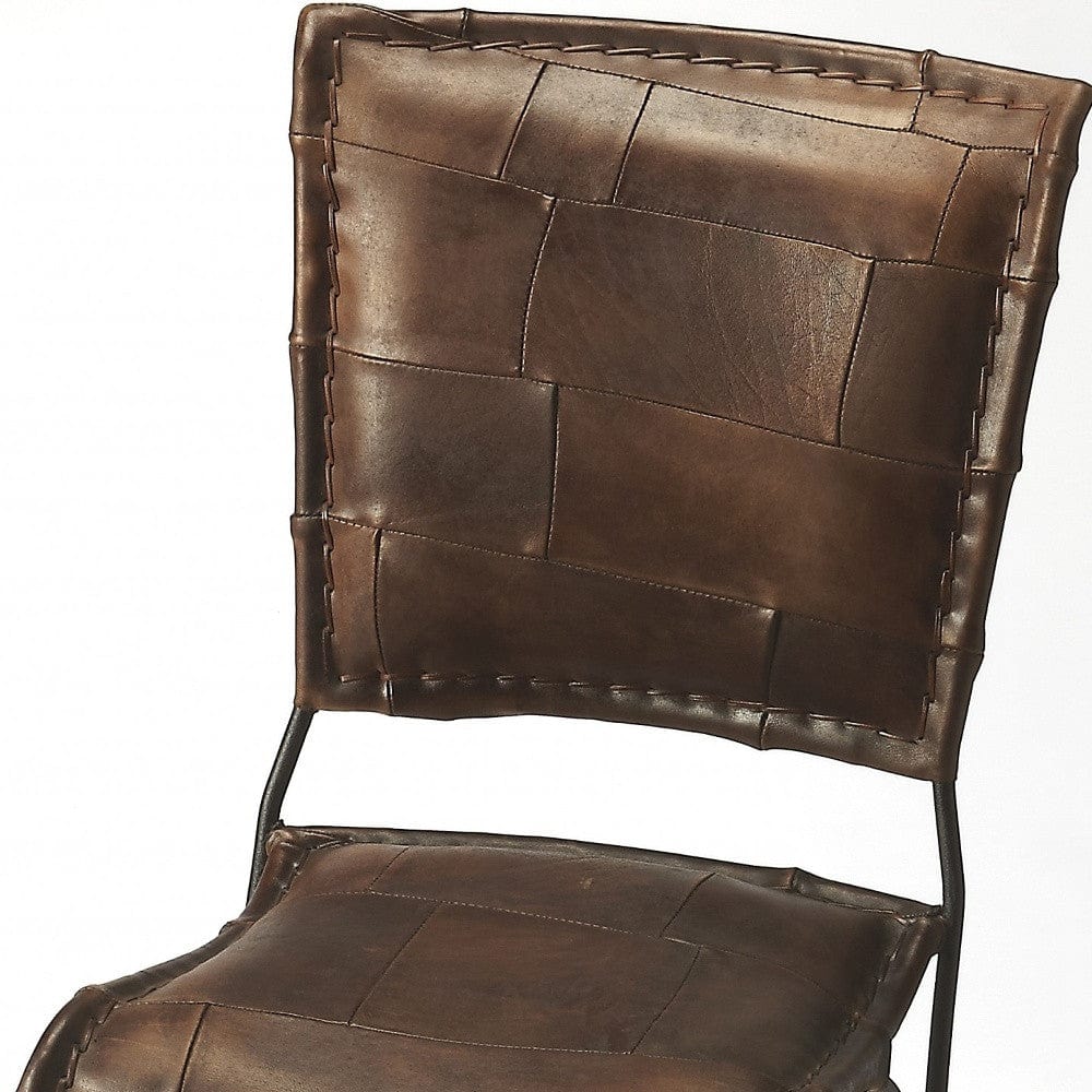 16" Brown Faux Leather Side Chair - Homeroots - Flyclothing LLC