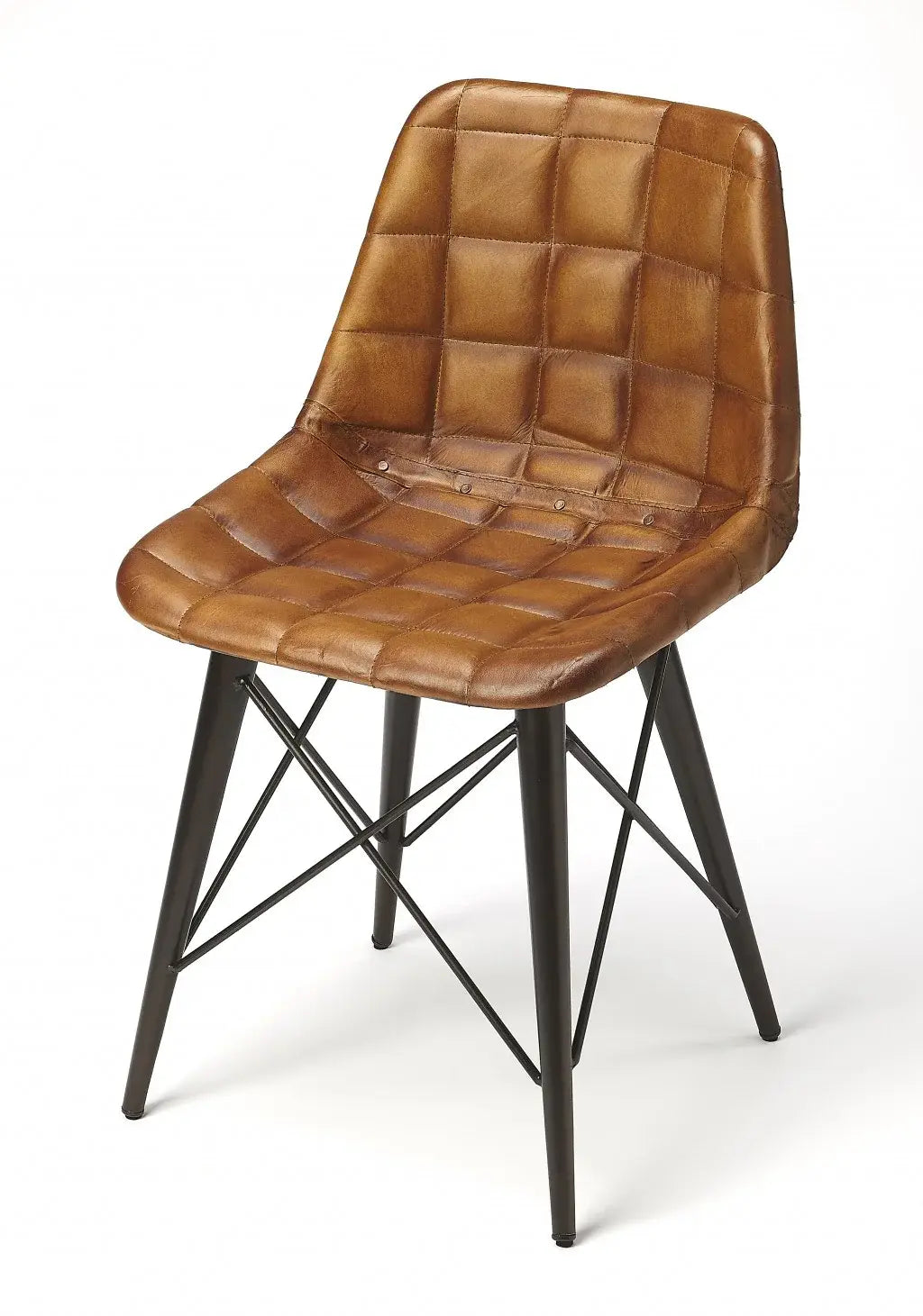 18" Brown Faux Leather Tufted Side Chair - Homeroots - Flyclothing LLC