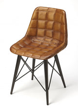 18" Brown Faux Leather Tufted Side Chair - Homeroots - Flyclothing LLC
