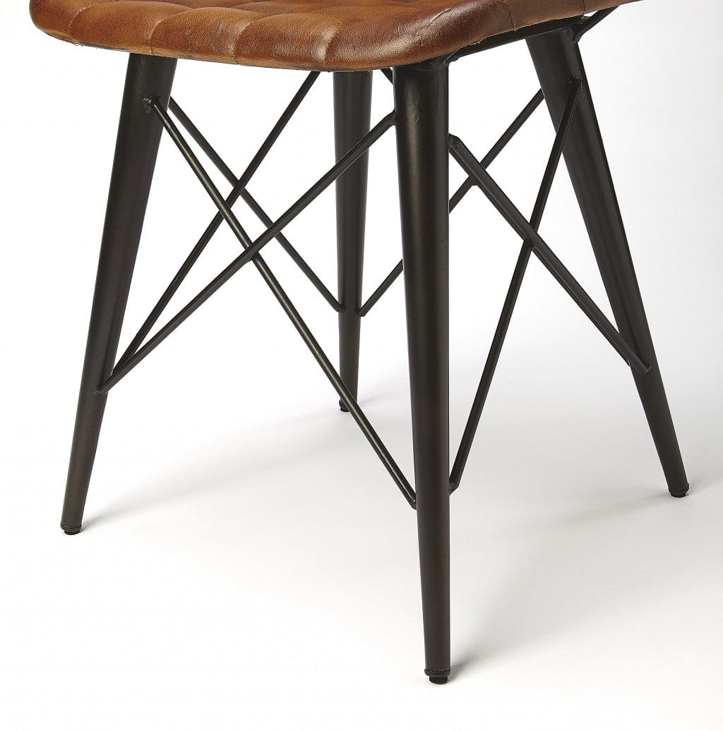 18" Brown Faux Leather Tufted Side Chair - Homeroots - Flyclothing LLC