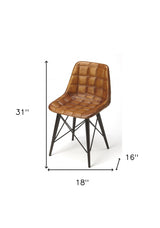18" Brown Faux Leather Tufted Side Chair - Homeroots - Flyclothing LLC