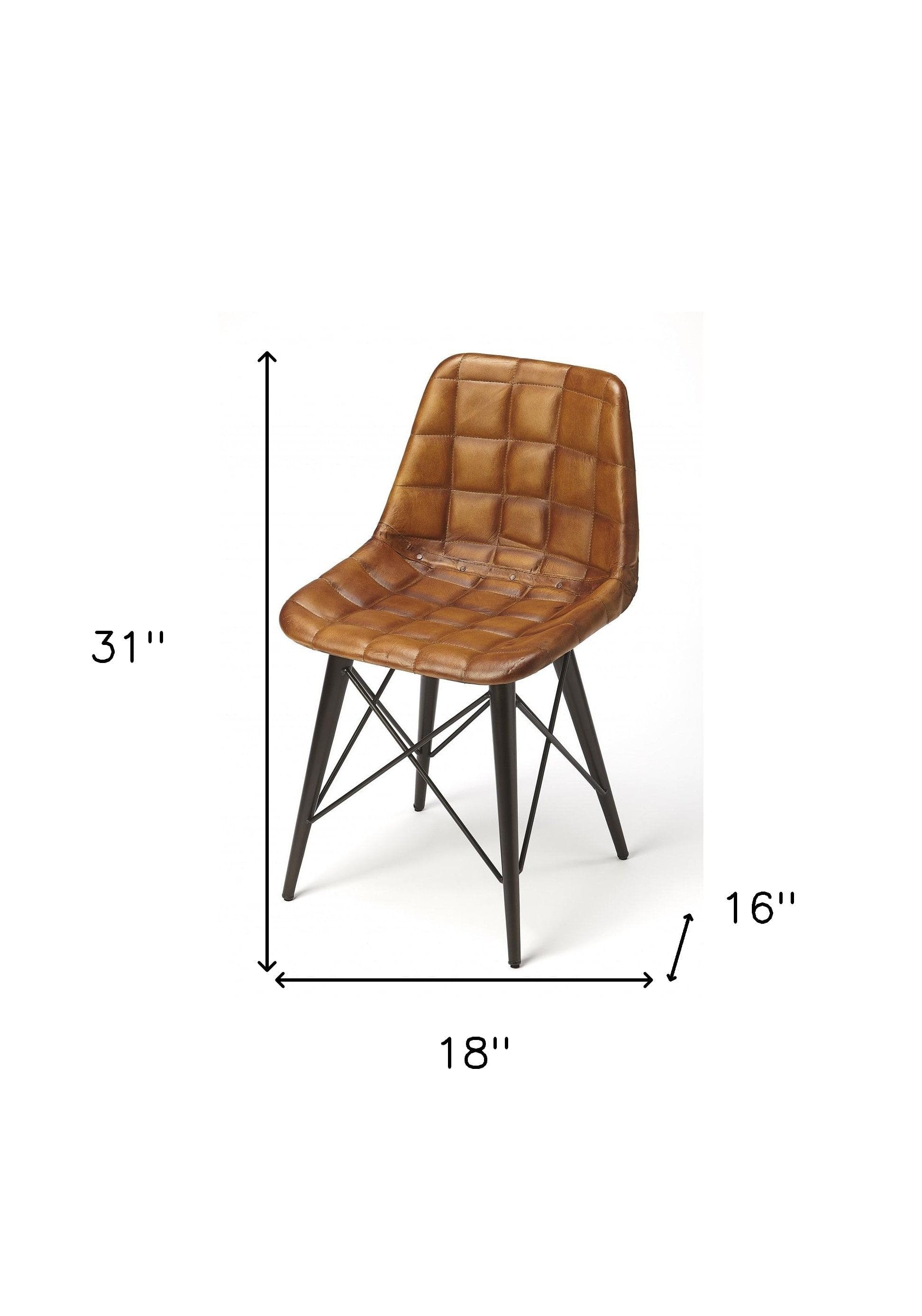 18" Brown Faux Leather Tufted Side Chair - Homeroots - Flyclothing LLC