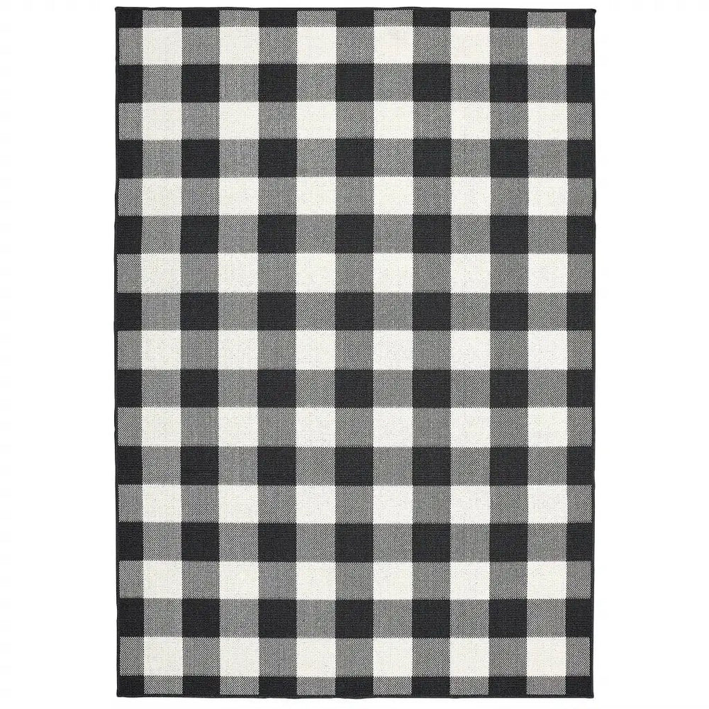 2' X 4' Black and Ivory Indoor Outdoor Area Rug - Homeroots